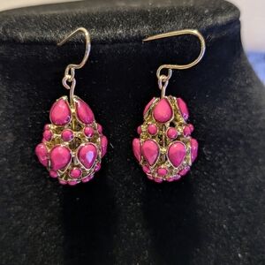 Vintage Pink Dangle Cage Earrings Pierced